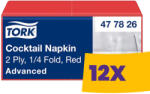 Tork Koktélszalvéta Piros - 2 rétegű, 24x24cm, 1/4 hajtás, 200 lap (Karton - 12 csg) (477826)