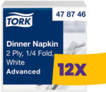 Tork Dinner szalvéta Fehér - 2 rétegű, 39x39cm, 1/4 hajtás, 150 lap (Karton - 12 csg) (478746)