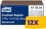Tork Koktélszalvéta Barna - 2 rétegű, 24x24cm, 1/4 hajtás, 200 lap (Karton - 12 csg) (477834)