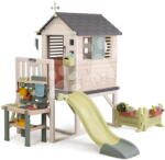 Smoby Căsuța pe piloni cu blat de lucru House On Stilts Life Smoby cu tobogan și filtru UV (SM810301-R) Casuta pentru copii