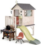 Smoby Căsuța pe stâlpi cu grătar lângă tobogan House On Stilts Life Smoby lungimea toboganului este de 150 cm cu filtru UV (SM810301-N) Casuta pentru copii