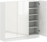 HomCom Cipősszekrény, szellőzőnyílásokkal, lágyan záródó ajtókkal, 10 polccal számára, fa, fehér (837-641V90WT)