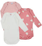 Petit Bateau Body pentru copii BODY US ML COEUR PACK X3 Petit Bateau roz 18 luni