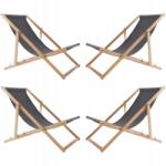 Woodok 4X Kerti Napozóágy Fából Összecsukható Woodok Sötétszürke Szövet (L77021078)