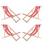 Woodok 4X Összecsukható Fa Kerti Napozóágy Woodok Piros Csíkokkal (L77021054)