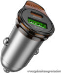 CAR charger Hoco USB A + USB C QC3.0 PD 43W + cable USB C to USB C NZ16A metal gray (6942007644761)