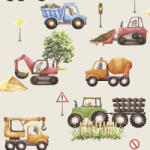 Ugepa Bézs munkagépes gyerektapéta (markoló, daru, betonkeverő) - Ugepa Sweet Dreams N06907 (N06907)