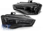  Tuning headlight set suitable for Audi A5 2011-2016 with black base, for the model with factory DRL lights, with dynamic turn signals, left and right (ABAUHX6010392)