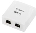 Lanberg Priza dubla FTP cat 5e, ecranata, Lanberg 40428, montaj aparent, 2 x RJ45, alba Alb (OS5-0002-W)