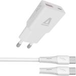 AVAX Hálózati töltő, 30W, GaN és USB-C szilikon kábel, 1, 5m, 60W, fehér (AVAX_CH6413) (AVAX_CH6413)