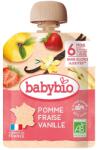 Babybio Био плодов мус Babybio - Ябълка, ягоди и ванилия, 6 м+, 90 g (3288131540009) - ozone