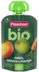 PLASMON Био плодова закуска Plasmon - Пауч с ябълка морков и манго, 6 м+, 100 g (0810) - ozone
