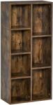 HOMCOM Biblioteca din Lem Stil Vintage Cubica cu 7 suporturi diferite din MDF pentru Casa si Birou 50x24x106cm, Maro Rustic (836-367) Biblioteca