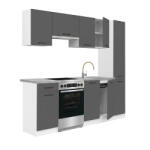 Leziter Praktik 210 konyhabútor fehér korpusz, antracit front (PR210FHAN) - homelux