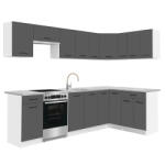 Leziter Praktik 330 sarok konyhabútor fehér korpusz, antracit front (PRS330FHAN) - homelux
