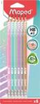 Maped Grafitceruza radírral, HB, háromszögletű, MAPED BlackPeps Glitter Deco, vegyes pasztell színek 6DB/BLISZTER (851803)