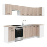 Leziter Praktik 270 sarok konyhabútor fehér korpusz, sonoma tölgy front (PRS270FHST) - geminiduo