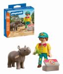 Playmobil - Set 2 figurine ingrijitor cu rinocer (PM72025) - ookee
