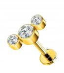  Oufer titán fülbevaló arany labret piercing 8 mm helix tragus conch cirkóniával (5908456429985)