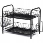 Realne Ceny Edényszárító Kétszintes Fém Álló Csepegtető Fekete Nagy (RC-K-577)