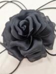 Choker szatén rózsa szíjas nyaklánc, fekete