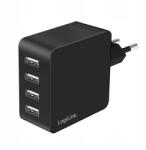 LogiLink Usb Töltő 4xUSB-A aljzathoz 24W Hálózati kocka Fekete LogiLink (PA0336)