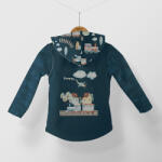 Takoy Panel szabásmintával softshell kabátra trains/vonatok sötétkék minta 128-as méret