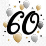  Happy Birthday 60 Milestone szalvéta 20 db-os 33x33 cm (PNN88869) - eking