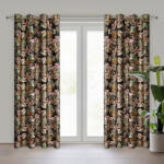  Maroko levél mintás bársony függöny arany nyomattal Fekete 140x250 cm (453793)