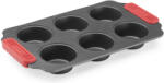 Lékué tapadásmentes muffin sütőforma, 6db muffinhoz, acél, platina szilikon, szürke