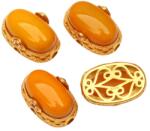  Charm Chihlimbar 13x9x7 mm Argint 925 Aurit - 1 Buc