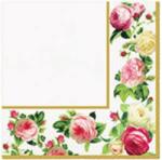  Szalvéták 20 Db-Os Rózsás Keret 33X33 Cm