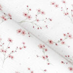 Goldea pamut krepp anyag - cseresznyevirágok 160 cm