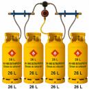 Aleroma Kit complet 4 butelii GPL de 26 de litri pentru alimentare centrala termica, cu inversor automat (kit4x26 4413)