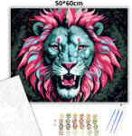  Neon sörényű oroszlán - számfestő készlet - 50×60 cm (Keretre feszítve)