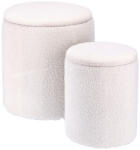 AdTrend Set 2 tabureti cu spatiu depozitare textil alb buclat 32 x 37 cm, 39 x 44 cm (104687)