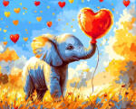 Alkotásutca A kis elefánt szeretete - Számfestő készlet kereten 40x50