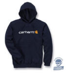 Carhartt Signature Logo Kapucnis Pulóver - Sötétkék, M - 100074 (CARHARTT SIGNATURE LOGO KAPUCNIS PULÓVER - 100074)