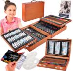Maaleo Set de pictură și desen Maaleo, 174 de piese, trusă profesională din lemn, accesorii incluse (6004)