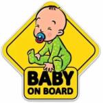 Cridem Autocolant auto Baby on Board 15x11 cm, multicolor, rezistent UV (SLH9040)