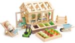 Tender Leaf Fa üvegház Greenhouse and Garden Set Tender Leaf House nyitható tetőszerkezettel 9 fajta zöldséggel játékbabának (TL8371)