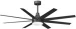 ZEVENTI - Ventilator de tavan LED dimabil, 24W, 230V, 2700-6500K, 165 cm, negru + telecomandă (ZV0065)