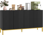 HOMCOM Bufet design contemporan grafic 2 dulapuri uşă rafturi reglabile lemn negru metal auriu | Aosom Romania (839-936V80BK) Bufet