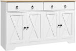 HOMCOM Bufet mobilier de depozitare dulap de bucătărie stil rustic 2 sertare și 2 dulapuri rafturi la înălțimi reglabile alb | Aosom Romania (83A-058V81WT) Bufet