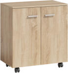 HOMCOM Bufet de living cu roți 2 uși și rafturi pentru living, dormitor, birou 60x35x65 cm Natural | Aosom Romania (838-572V00ND) Bufet