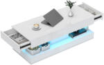 HomCom Masa de cafea cu sertare și lumini LED, masă laterală modernă cu raft deschis, masă de cafea, placaj, Alb | Aosom Romania (83B-331V90WT) Masa de cafea