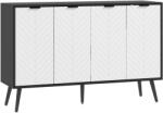 HOMCOM Bufet cu 4 uși Bufet pentru living Rafturi reglabile Picioare din lemn pentru bucătărie Alb și Negru 120x35x77, 4 cm | Aosom Romania (835-517V80BK) Bufet