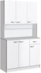 HOMCOM Bufet de bucătărie dulap de bucătărie contemporan depozitare multiplă 6 uși 1 sertar + blat mare | Aosom Romania (801-026V81WT) Bufet
