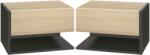 HOMCOM Set de 2 Noptiere suspendate - Set de 2 Noptiere - sertar Culisant, etajera, Bicolore Aspect stejar Negru | Aosom Romania (831-339V00BK)