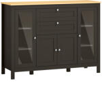 HOMCOM Bufet mobilier de depozitare 1 dulap cu uși duble 2 dulapuri cu uși din sticlă 2 sertare raft reglabil 120x40x90cm negru | Aosom Romania (835-433BK) Bufet